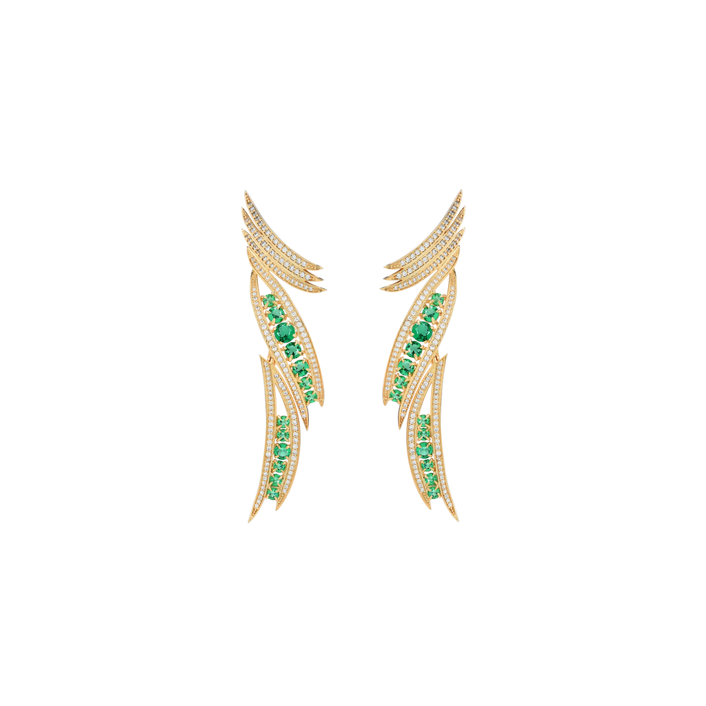 Mcristals Rachel Earrings gold and green crystals