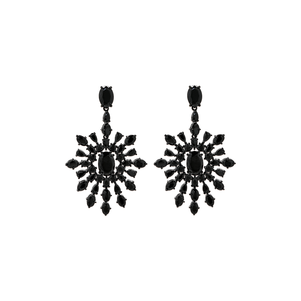 Sparkly statement earrings in black crystals by Mcristals. 