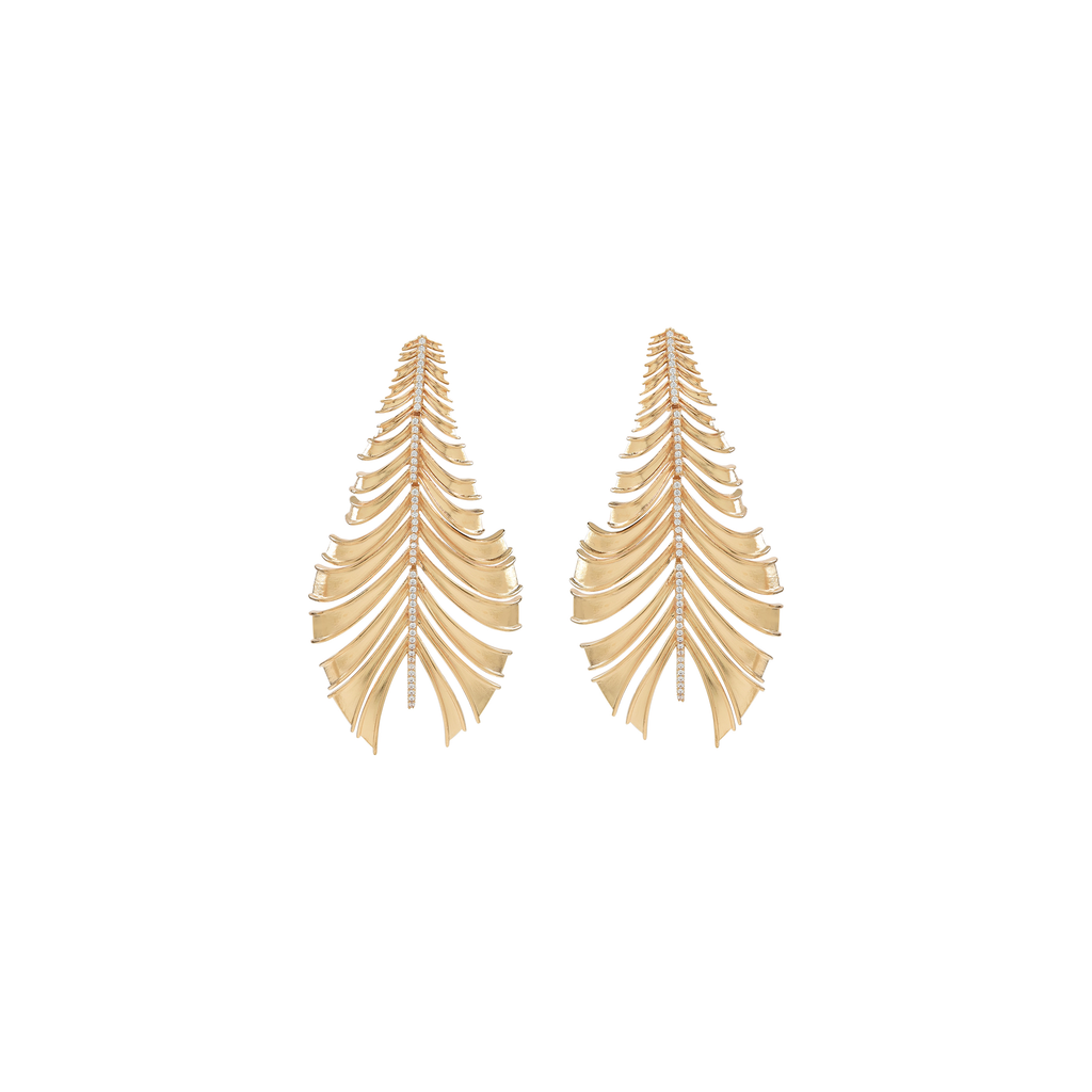 Mcristals Statement Earrings. Gold Earrings. Unique earrings. leaf earrings.