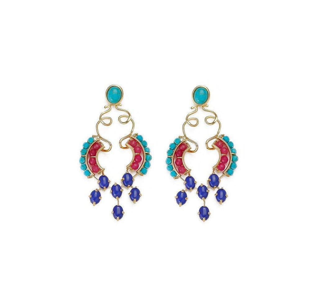 Statement earrings. Colorful earrings. Gemstone Earrings.