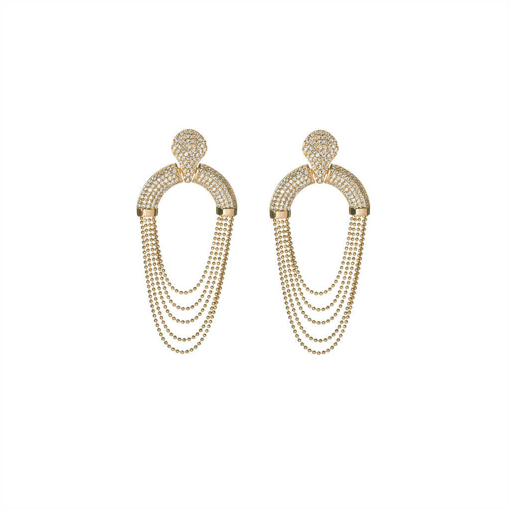 Mcristals Laureen Statement Earrings in Gold