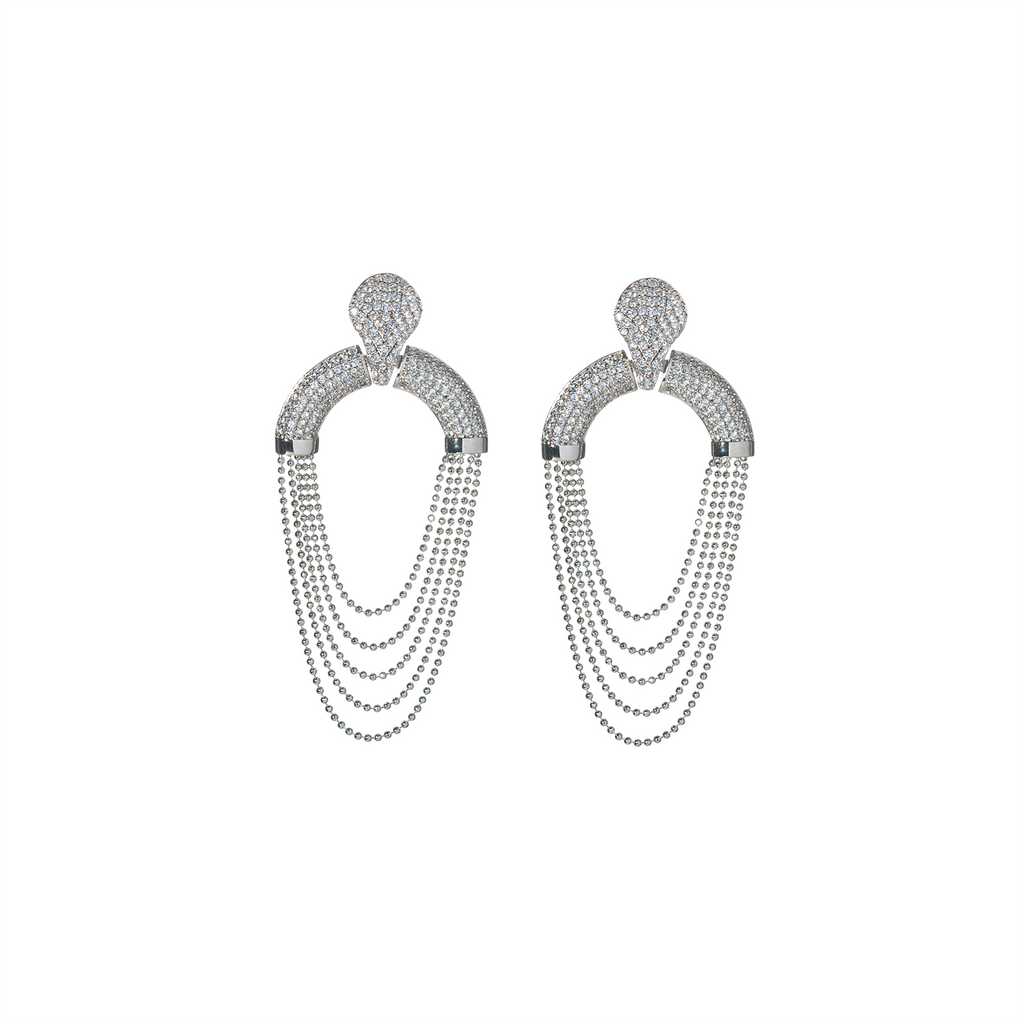 Mcristals Laureen Statement Earrings in Rhodium