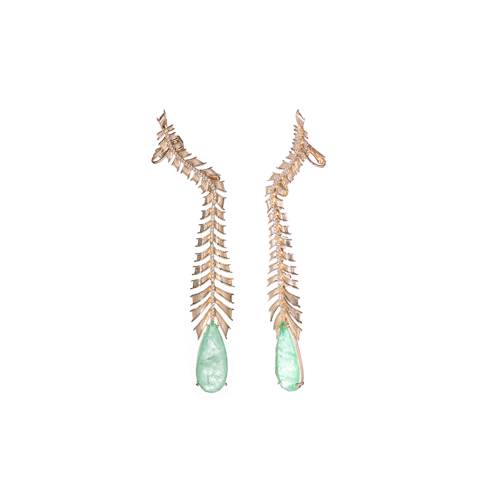 Mcristals Johanna Statement Earrings in Green