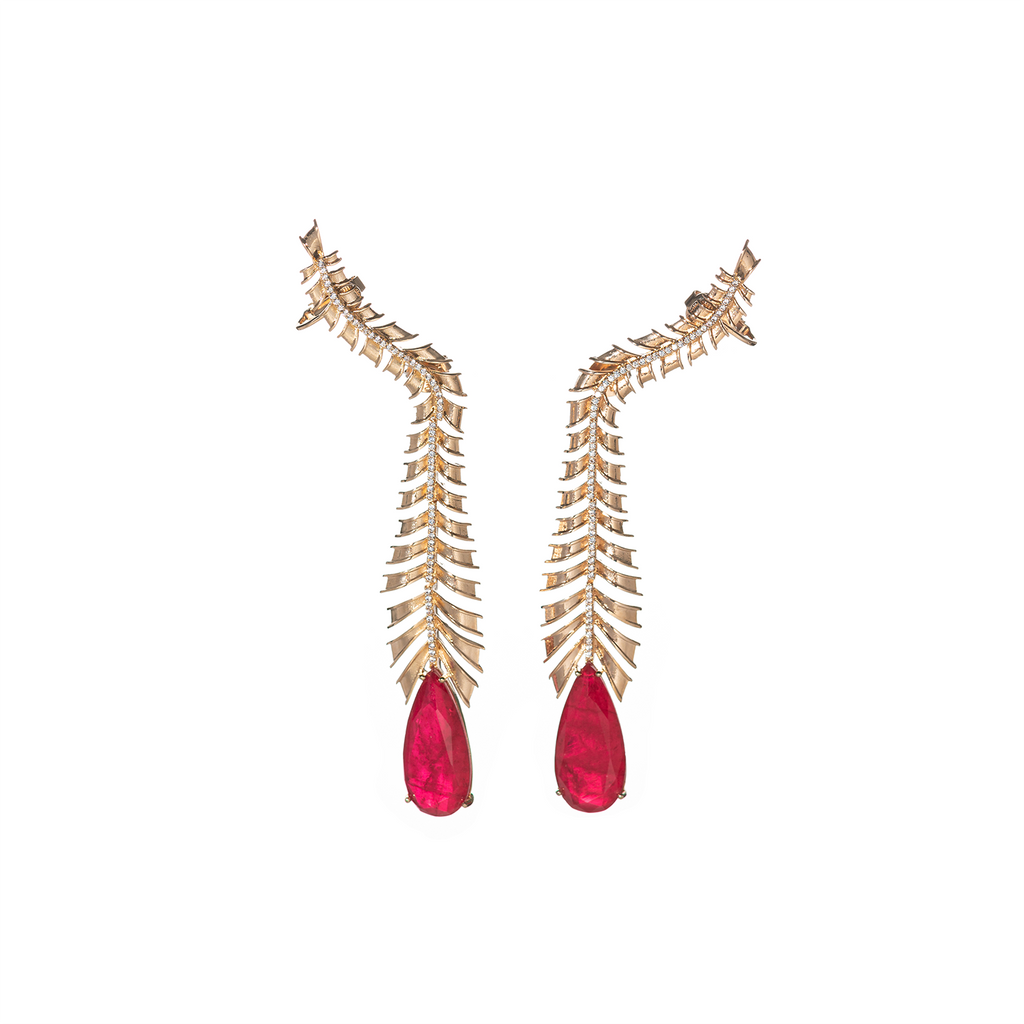 Mcristals Johanna Statement Earrings in Red